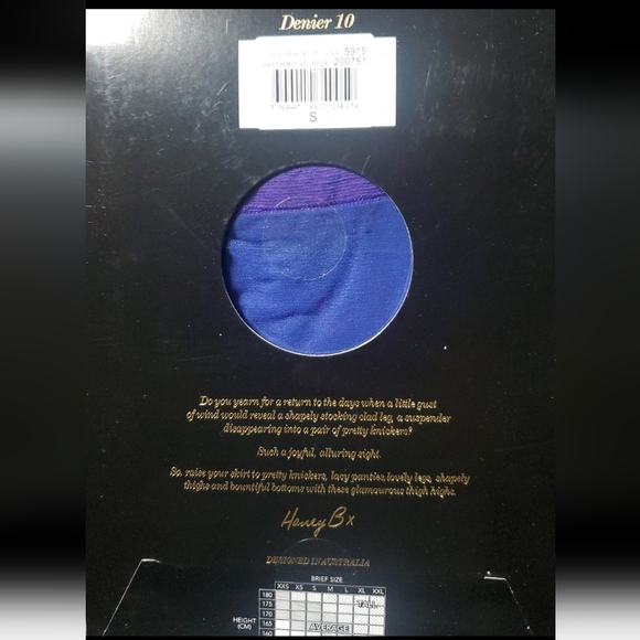 Lilian stockings by Honey Birdette Indigo blue and purple. - Picture 2 of 2